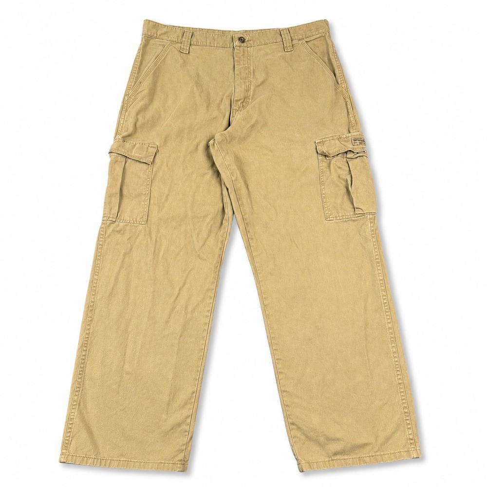 Wrangler Cargo Pants Mens 36x30 Khaki Tan Relaxed Fit Utility 100% Cotton Work